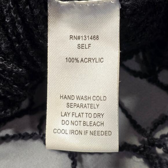 Fate by LFD Black Fringe Sweater Knit Open Slit Back Long Sleeves Women's Size M - Picture 10 of 10